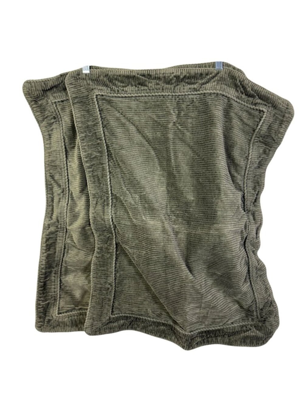 Set 2 Hawthorne Hill Olive Green Corduroy Throw Pillow Case 26x19 Mid Century